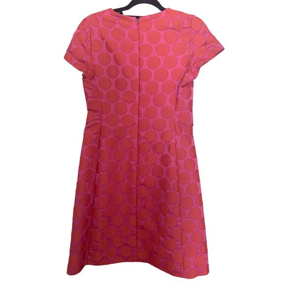 Boden Jacquard A- Line Pink & Red Polka Dot Knee Length Dress Women's Size US4 - Picture 2 of 7